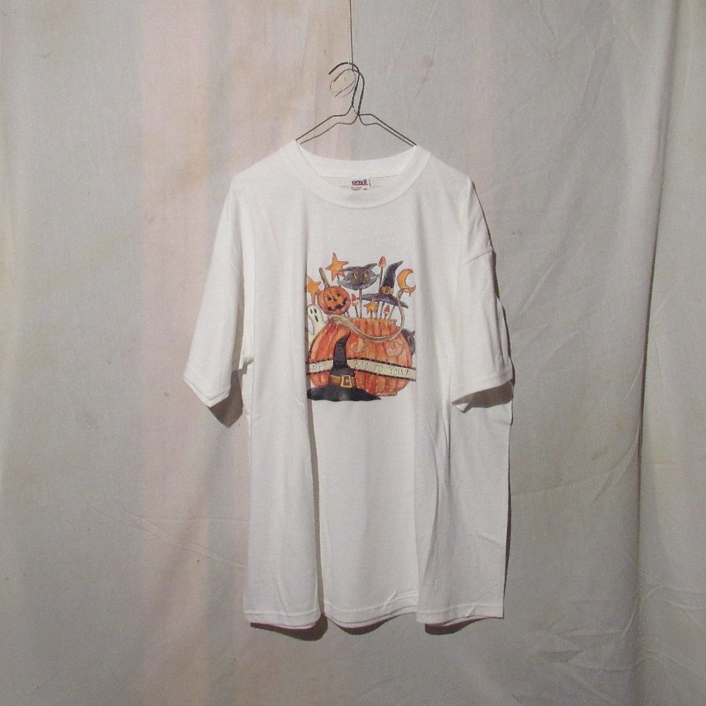 Anvil White Tee Shirt with Halloween Design